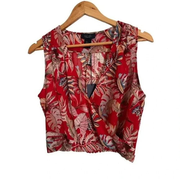 Rachel rachel ROY Wrap Cropped Blouse Size Small NWT Red - Picture 1 of 4